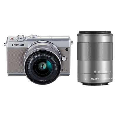 

Canon EOS M100 Micro Single Head Double Ender Gray EF-M 15-45mm & EF-M 55-200mm