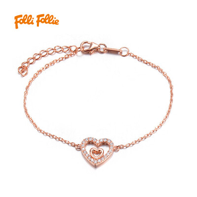 

Folli Follie Ms Fuli Li SIVLER HEART series rose gold love bracelet 3B16S029RC