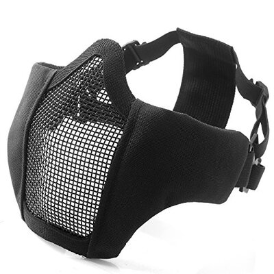 

Half Face Lower Mask Foldable Mesh Adjustable Tactical Metal Steel Mask for AirsoftHuntingShooting