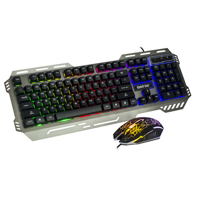 

(Sunt) AK59 Wrangler mouse metal panel suspension keycap Rainbow glare sports game cable mouse and keyboard set