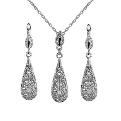

Yoursfs® 18K Rose Gold Plated Chinoiserie Hollow Out Necklace&Earring Set Use Austrian Crystal Bridal Jewelry Set
