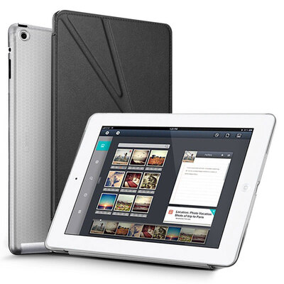 

ESCASE Apple iPad2 iPad4 iPad3 new iPad Case Case Tablet ipad2 Leather Case Multi-function Deformation Bracket Sleeve with Button Sleep Black