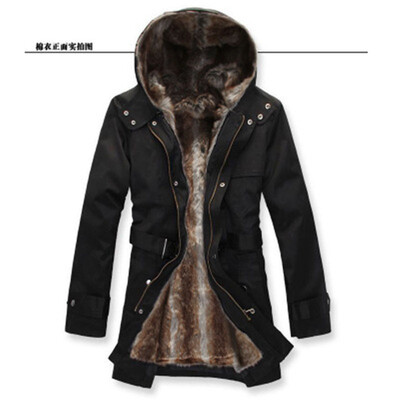 

High quality winter parkas men thick warming jackets hooded fur winter cotton padded outwear male clothing