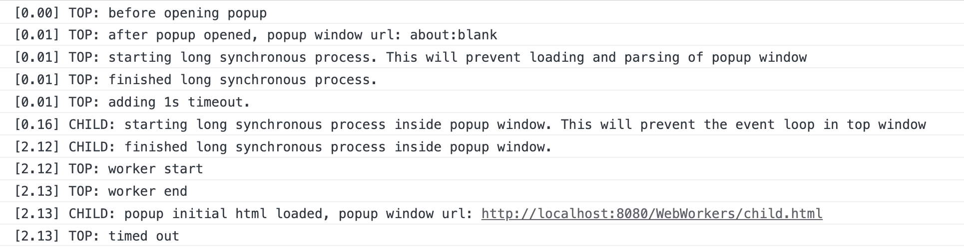 Web Workers 执行结果