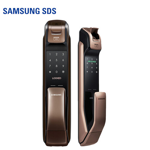 三星（SAMSUNG）指纹锁 智能家居家用防盗门密码磁卡锁 智能门锁电子锁 SHP-DP728 咖啡棕 通用标配版
