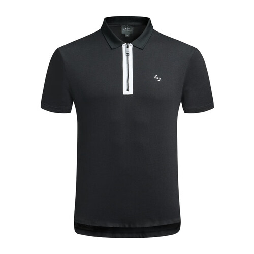 ARMANI EXCHANGE 阿玛尼奢侈品男士印花拉链领POLO衫 3GZFAC-ZJH4Z BLACK-1200 L
