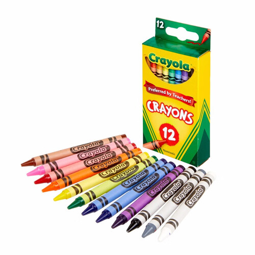 美国绘儿乐Crayola 儿童绘画蜡笔 画笔工具 彩色蜡笔套装 12-96色学生练习油画棒软蜡笔盒装 12色彩色蜡笔52-3012