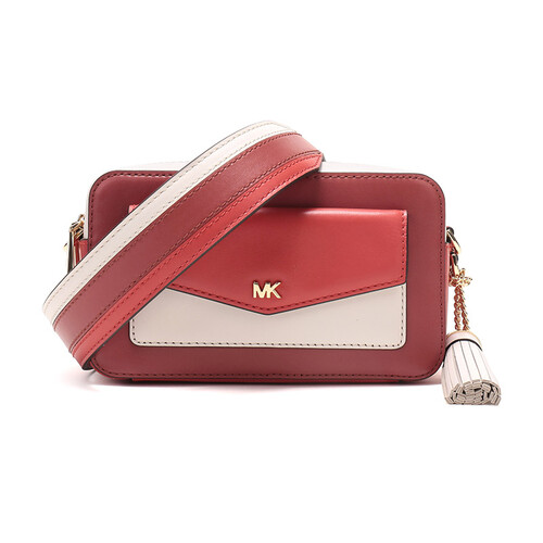 MICHAEL KORS 迈克·科尔斯 MK女包 奢侈品 牛皮单肩斜挎包相机包 红色棕色拼色 32F8GF5M5T TRRCTTA MLTI