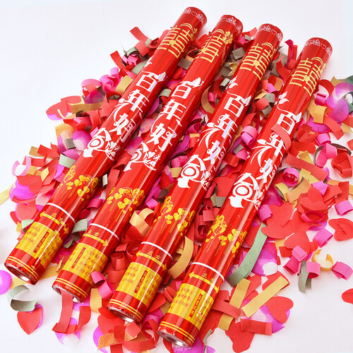 FOOJO 礼炮 喷彩带手持礼花礼炮筒 结婚开业庆典婚庆礼宾花 40cm（4只装）