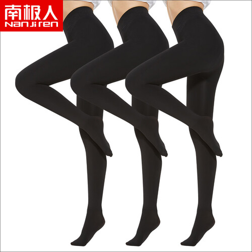 南极人 春秋季中厚款丝袜连裤袜女防勾丝天鹅绒120D打底黑色肉色显瘦腿袜 黑色3双