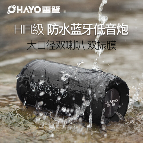 雷登 蓝牙音箱大音量低音炮无线便携式 户外防水迷你小音响小型随身家用小钢炮双喇叭 炫酷黑 官方标配