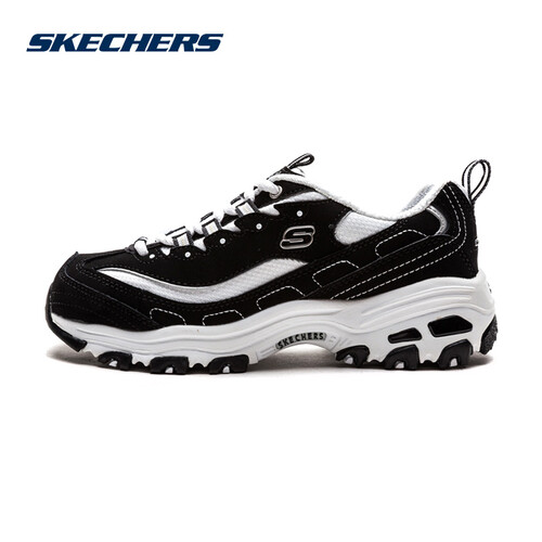 斯凯奇（Skechers）休闲运动鞋 D'lites 黑白熊猫款 情侣款男女同款 66666179-BKW 黑色/白色 37