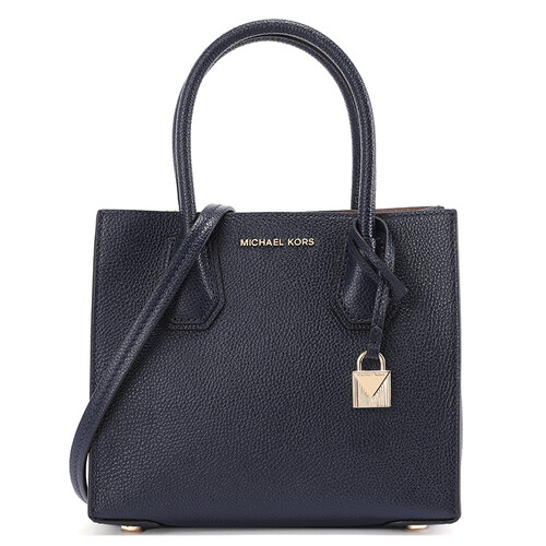 MICHAEL KORS 迈克.科尔斯 MK MERCER系列海军蓝色中号牛皮女士手提斜挎单肩包 30F6GM9M2L ADMIRAL