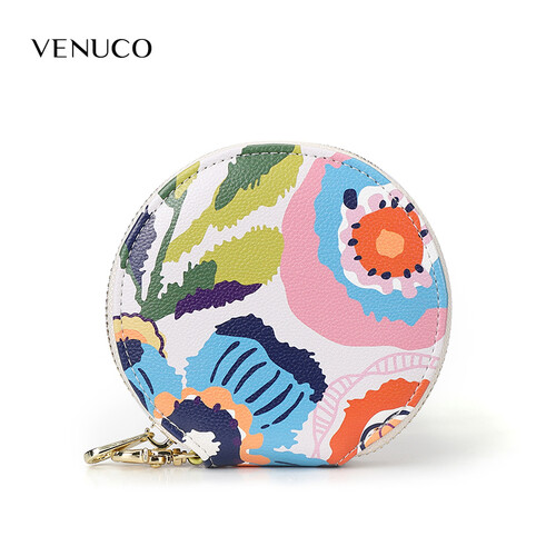 venuco零钱包女迷你可爱硬币包2019新款小手包手拿包女包短款钱包 粉蓝花纹