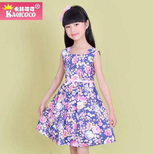 卡其可可2到12岁2019新品夏季夏装品牌儿童童装纯棉碎花花朵女童背心连衣裙洋气小女孩裙子小公主裙 L月季花开 140cm