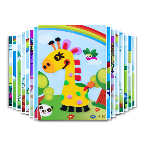 乐哲 儿童EVA贴画幼儿园宝宝手工制作3D立体贴纸创意diy粘贴材料包3-6岁男女孩亲子互动益智玩具 卡通eva贴画30张不重复