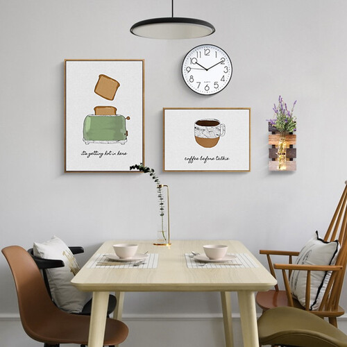 城市之光 北欧风格餐厅墙面装饰画饭厅墙壁挂画现代简约创意组合背景墙壁画 爱心厨房-A款 左40*55右30*40适1.5米左右墙文艺木