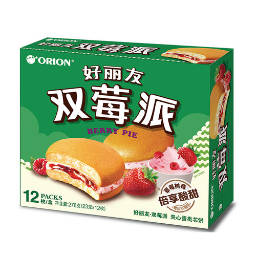 京东超市Orion 好丽友 营养早餐点心零食 下午茶 双莓派12枚276g/盒