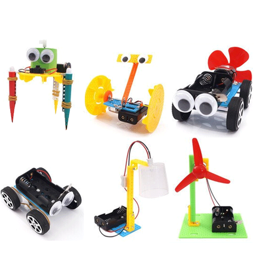 京东超市diy科学科技小制作动手玩具中小学生手工制作小发明电动滑行飞机太阳能小车旋转木马科学实验材料儿童礼物 6件科学实验套装材料套餐
