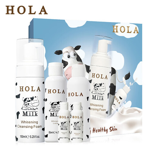 赫拉 HOLA 牛奶雪肤焕白保湿礼盒 亮肤礼盒（洁面慕斯150ml+爽肤水100ml+乳液85ml)
