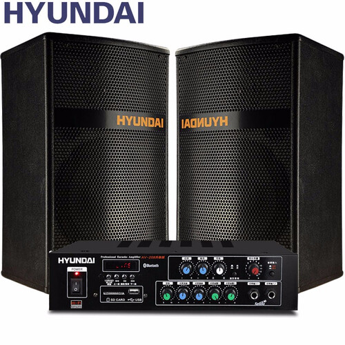 现代(HYUNDAI) WD600专业KTV家庭影院教室音响套装6.5英寸 家用蓝牙功放会议舞蹈室 音箱+AV-208功放套装