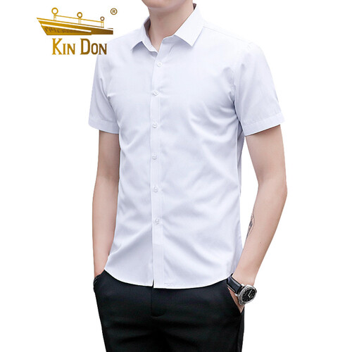 金盾（KIN DON）短袖衬衫 新款男士时尚休闲纯色短袖衬衫QT2022-CS72白色2XL