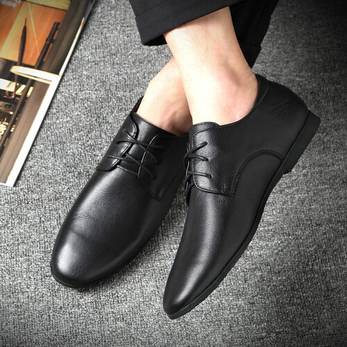 帝洛驰皮鞋男 2019新款头层牛皮商务休闲鞋  真皮时尚男士休闲皮鞋 潮男软底正装皮鞋结婚休闲鞋子男 黑色 39