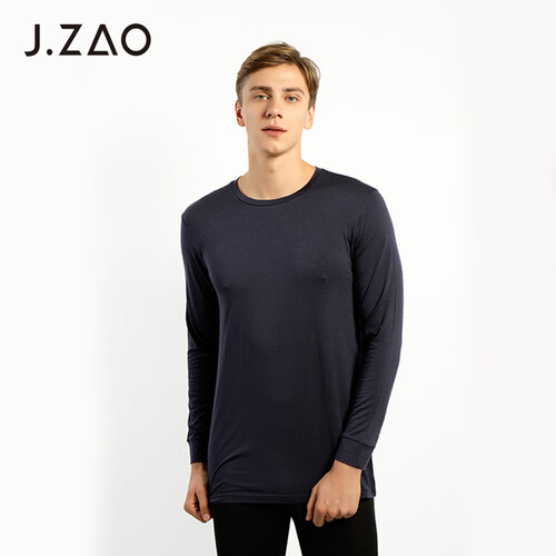 京东超市京东京造 J.ZAO 男士薄款圆领长袖内衣 发热纤维身T恤 藏青色 S码