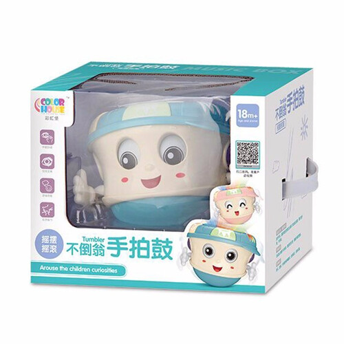 儿童玩具手拍鼓婴儿玩具0-1岁宝宝玩具不倒翁新生儿玩具男孩礼物 不倒翁音乐拍拍鼓蓝色【充电版+终身保修】