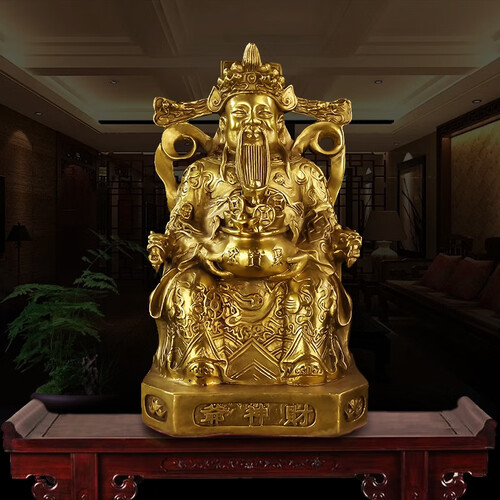 天御阁 纯铜财神爷佛像摆件文财神爷铜像 家居客厅招财风水摆件工艺品公司店铺开业礼品乔迁搬家礼物 6号聚宝盆财神