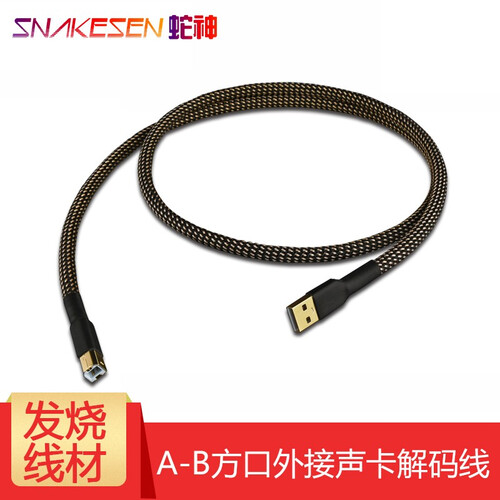 蛇神（SNAKESEN） 帕森 USB数据线 镀金屏蔽A-B方口连接线外接声卡DAC解码器升级线 0.75米