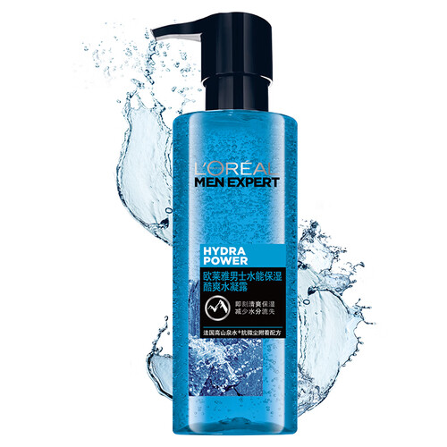 欧莱雅LOREAL 男士水能保湿酷爽水凝露120ml(男士爽肤水 补水保湿 男士护肤 男士补水 爽肤水男 鹿晗同款)