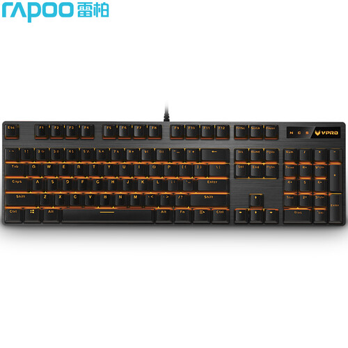 雷柏（Rapoo） V500PRO单光版 机械键盘 有线键盘 游戏键盘 104键单光键盘 吃鸡键盘 黑色 茶轴