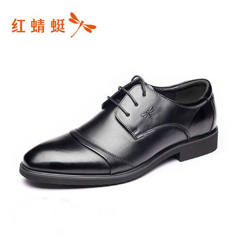 红蜻蜓 （RED DRAGONFLY） 舒适系带商务休闲男士皮鞋 WTA62851/52 黑色 41
