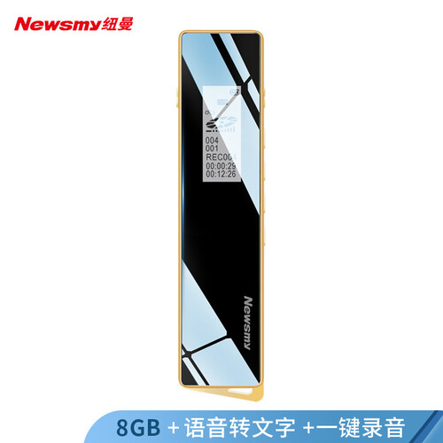 纽曼（Newsmy）录音笔 V03 8G 专业普及微型高清降噪 学习/会议采访取证适用 MP3播放器 金色