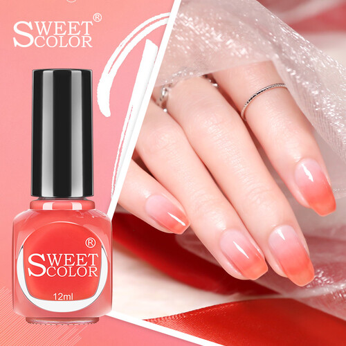 SweetColor无味指甲油 时尚流行色 健康红12ml 果冻粉西瓜红渐变色（环保 防水快干 美甲初学者适用）