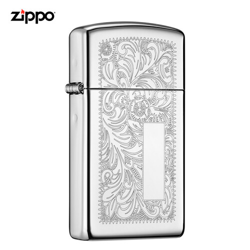 之宝(Zippo) 防风打火机 纤巧威尼斯人 镜面镀铬/双面蚀刻 1652