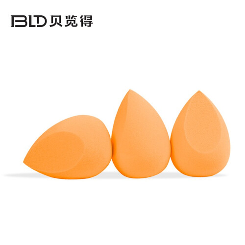 BLD贝览得粉扑美妆蛋化妆蛋海绵bb霜扑干湿两用 水滴橙色切边3个装