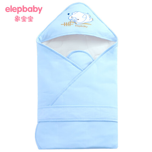 京东超市象宝宝（elepbaby）婴儿抱被 新生儿多功能全棉针织包被90X90CM（可爱小猪蓝色）