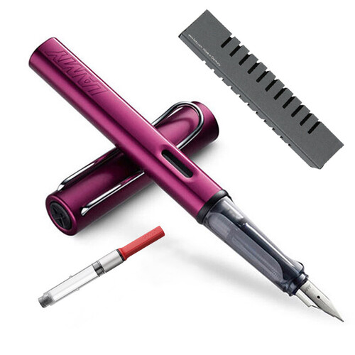 海囤全球凌美（LAMY）钢笔签字笔墨水笔Al-star恒星商务办公礼品笔紫红色EF笔尖练字笔（龙骨盒套装带吸墨器）