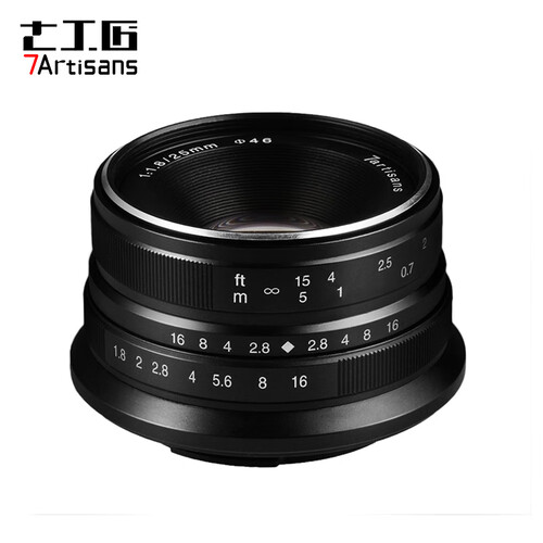 七工匠（7artisans）25mm F1.8大光圈人文风光手动定焦挂机镜头 APS-C画幅适用富士微单相机（富士口 黑色）