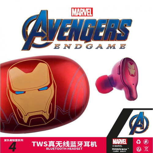 Hobby Box Disney/迪士尼授权复仇者联盟蓝牙耳机漫威真无线迷你入耳式运动耳塞 红色 606钢铁侠 官方标配
