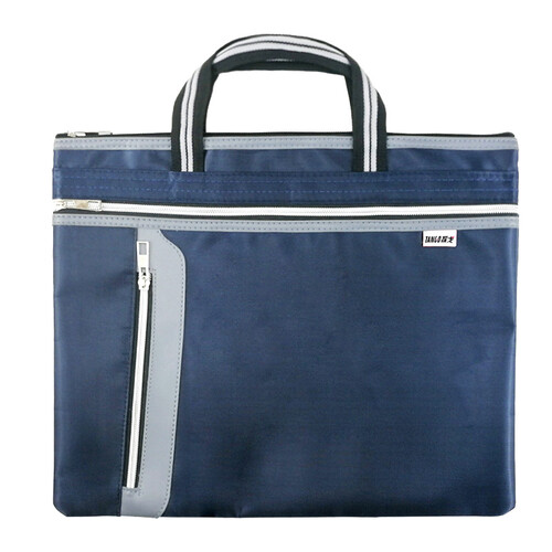 天章办公(TANGO)探戈手提公文包事务包文件袋 防水大容量商务办公手提侧袋文件包 蓝色