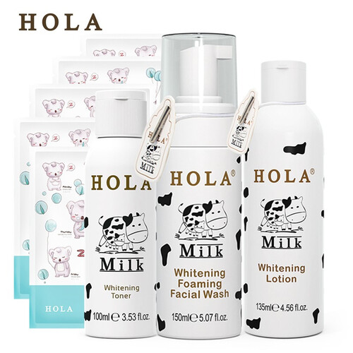 赫拉（HOLA） 澳洲赫拉进口牛奶雪肤焕白组合套装美白去黄补水护肤品化妆品 慕斯150ml+原液100ml+乳135ml