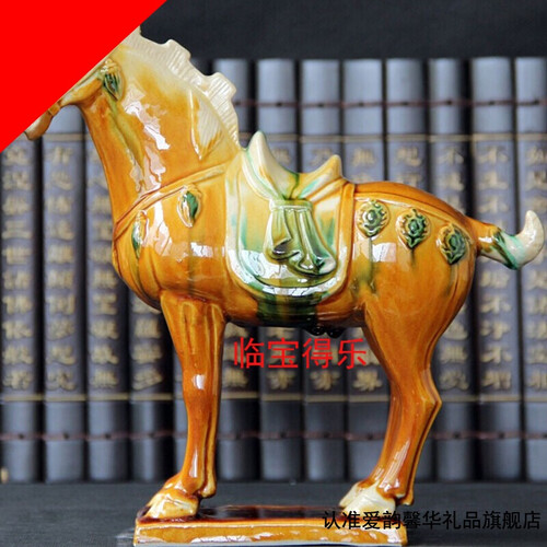 爱韵馨华礼品  唐三彩马陶瓷马摆件 开业礼品骏马客厅装饰工艺礼品摆件 大六骏三彩红(高21cm)