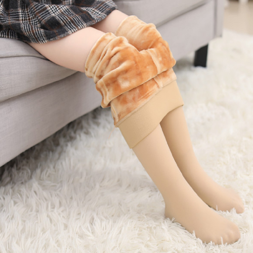 光腿肉色神器秋冬季加绒加厚假透肉儿童打底裤女童肤色舞蹈连裤袜白色踩脚 肉色加厚连裤袜 M码身高110-125CM穿