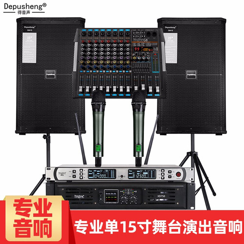depusheng D815专业单15寸舞台婚庆户外会议演出HiFi无源音响KTV工程全频音箱套装 单15寸豪华配套