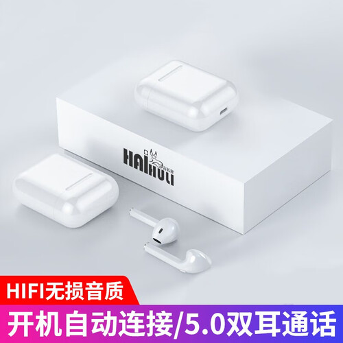海狐狸 蓝牙耳机 真无线迷你超小运动适用于华为/苹果/oppo双耳入耳式 【蓝牙5.0双耳通话】【按键版】白色 官方标配