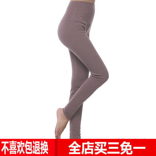 小城人佳秋裤女精舒绒保暖秋裤单件秋冬高腰弹力贴身衬裤修身打底裤不起球 驼色 L