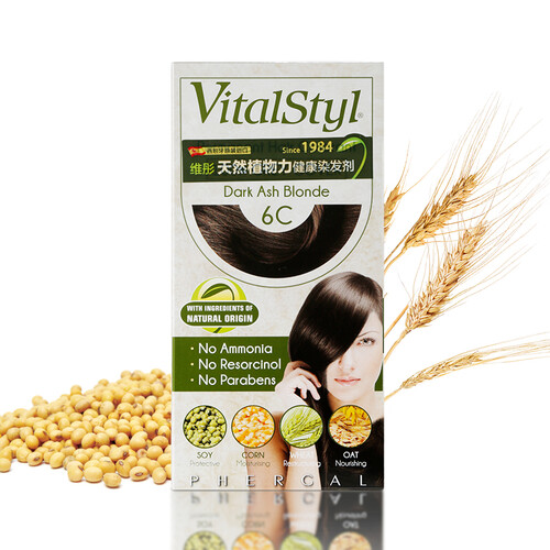 京东超市维彤（Vitalstyl）染发剂 6C深灰金色155ml（进口染发膏）（无氨植物，理想遮白发）